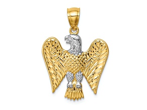 14k Two-tone Gold Textured Eagle Pendant