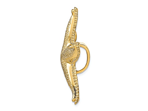 14k Yellow Gold Textured Fits Up To 6mm and 8mm Starfish Slide Pendant