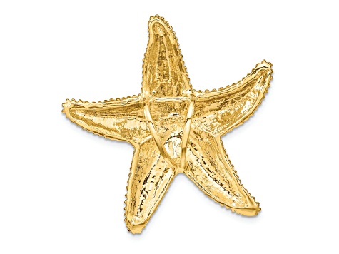 14k Yellow Gold Textured Fits Up To 6mm and 8mm Starfish Slide Pendant