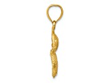 14k Yellow Gold Satin Diamond-Cut Fish, Starfish and Sand Dollar Pendant