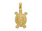 14k Yellow Gold Textured Land Turtle Pendant