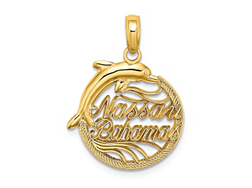 Picture of 14k Yellow Gold Textured Nassau BAHAMAS Dolphin Charm