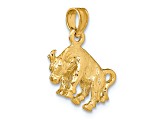 14k Yellow Gold 3D Textured Taurus Zodiac pendant