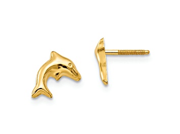 Picture of 14K Yellow Gold Small Dolphin Earrings