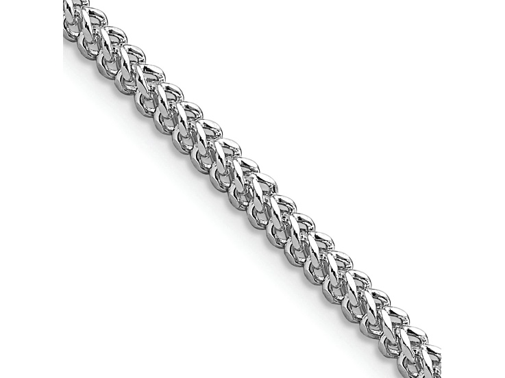 Rhodium Over 14k White Gold 2.3mm Solid Franco 20 Inch Chain