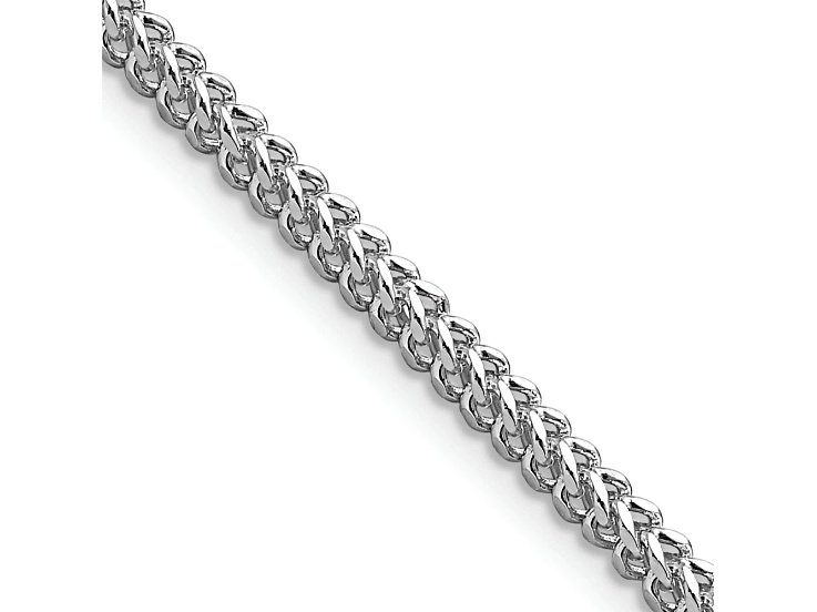 Rhodium Over 14k White Gold 2.3mm Solid Franco Chain