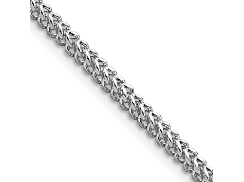 Rhodium Over 14k White Gold 2.3mm Solid Franco Chain