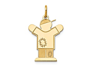 14k Yellow Gold Satin Small Boy with Hat Charm