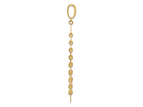 14K Yellow Gold Polished and Diamond-cut Fancy Dangle Pendant