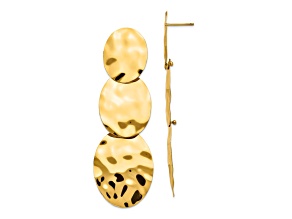14k Yellow Gold Polished Hammered Dangle Earrings