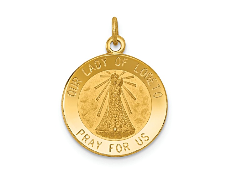 14k Yellow Gold Satin Our Lady of Loreto Medal Charm