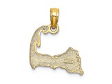 14k Yellow Gold Textured Cape Cod Map pendant
