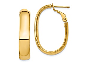 14k Yellow Gold 1 1/16" Oval Hoop Earrings