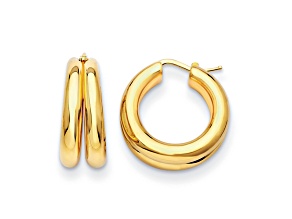 14K Yellow Gold Double Round Hoop Earrings