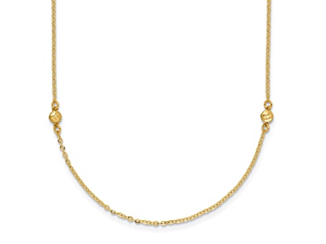 14K Yellow Gold Polished Diamond-cut 18-inch Necklace