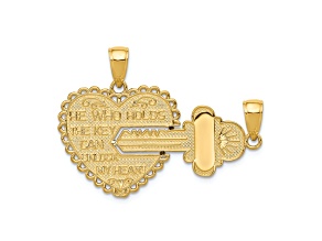 14K Yellow Gold Polished Textured 2 Piece Break Apart He Who Holds The Key Charms