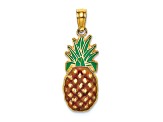 14k Yellow Gold with Enamel 2D Pineapple Charm