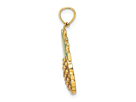 14k Yellow Gold with Enamel 2D Pineapple Charm