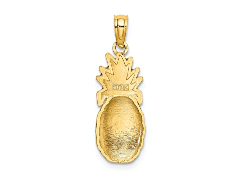 14k Yellow Gold with Enamel 2D Pineapple Charm