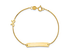 14K Yellow Gold Polished 5.5-inch Bow ID Bracelet