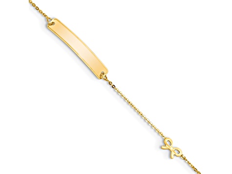 14K Yellow Gold Polished 5.5-inch Bow ID Bracelet