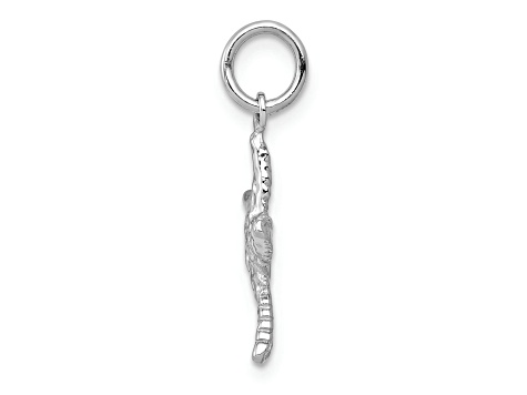 Rhodium Over 14k White Gold Polished and Textured 3D Starfish Pendant