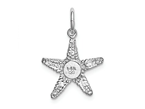 Rhodium Over 14k White Gold Polished and Textured 3D Starfish Pendant