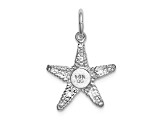Rhodium Over 14k White Gold Polished and Textured 3D Starfish Pendant