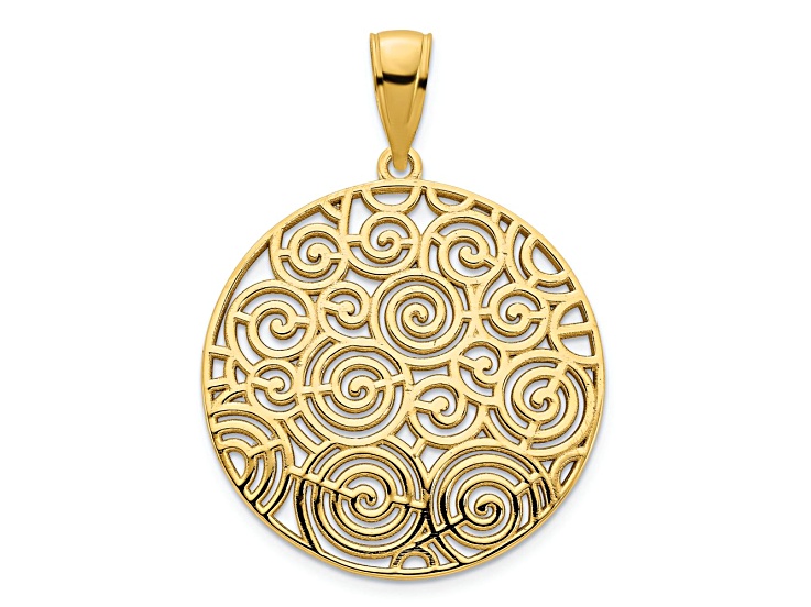 14k Yellow Gold Fancy Filigree Disc Pendant
