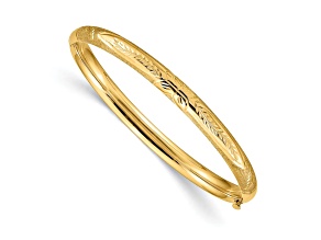 14k Yellow Gold Diamond-Cut Florentine Hinged Baby Bangle