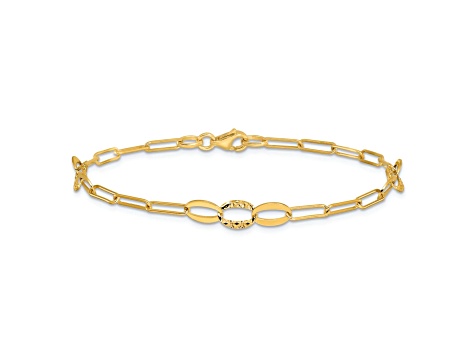 14K Yellow Gold Diamond-cut Paperclip Link 7.25-inch Bracelet