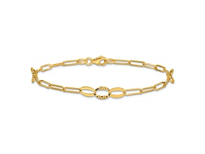 14K Yellow Gold Diamond-cut Paperclip Link 7.25-inch Bracelet