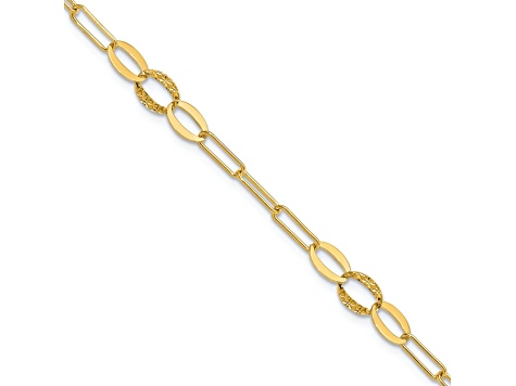 14K Yellow Gold Diamond-cut Paperclip Link 7.25-inch Bracelet