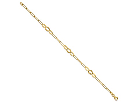 14K Yellow Gold Diamond-cut Paperclip Link 7.25-inch Bracelet