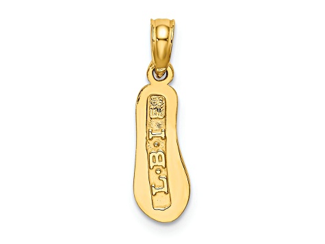 14k Yellow Gold Textured 3D LBI (Long Beach Island) Single Flip-flop Charm