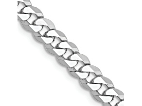 Rhodium Over 14k White Gold 4.75mm Solid Flat Beveled Curb 22 Inch Chain