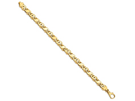 14k Yellow Gold 7.3mm Hand-polished Fancy S-Link Bracelet