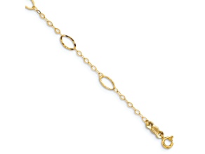 14k Yellow Gold 4mm Oval Design Diamond-Cut Link Bracelet