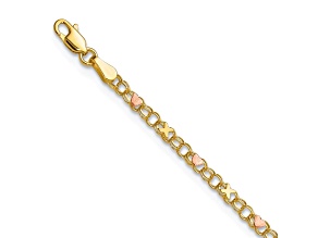 14K Yellow Gold and Rose Rhodium X's and Hearts 6-inch Child's Bracelet