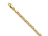 14K Yellow Gold and Rose Rhodium X's and Hearts 6-inch Child's Bracelet