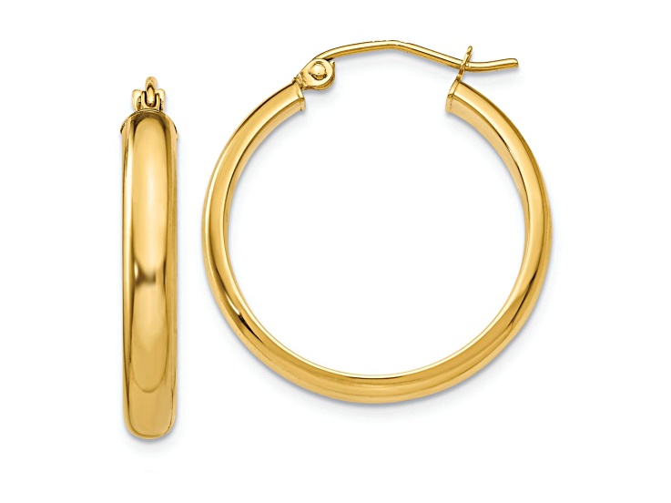 10k Yellow Gold 13/16" Round Tube Hoop Earrings