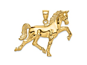 14k Yellow Gold 3D Polished Horse pendant
