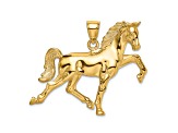 14k Yellow Gold 3D Polished Horse pendant