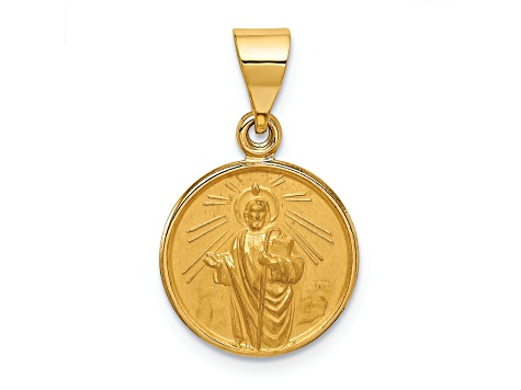 18k Yellow Gold Satin Saint Jude Thaddeus Medal Pendant