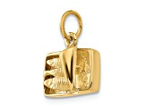 14k Yellow Gold Brushed 3D Sardine Can Charm Pendant