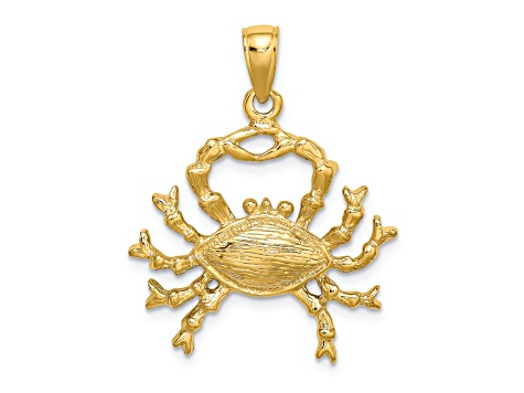 14k Yellow Gold 3D Textured Large Cancer Zodiac pendant