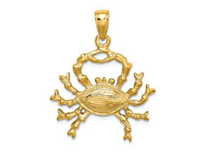 14k Yellow Gold 3D Textured Large Cancer Zodiac pendant
