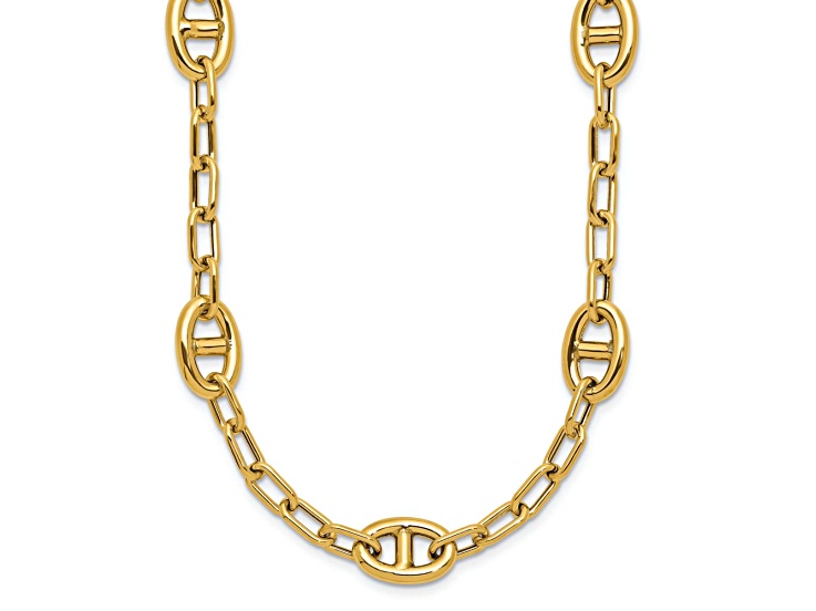 14k Yellow Gold Polished Fancy Mariner Link 18 Inch Necklace