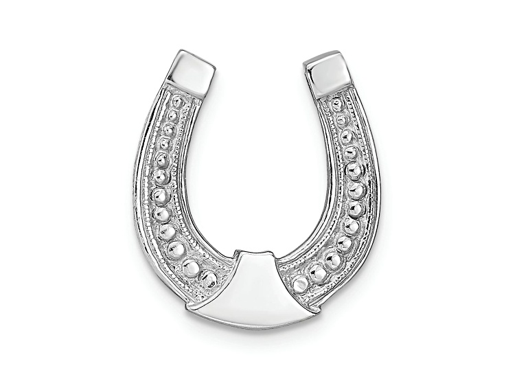 Rhodium Over 14k White Gold Textured Horseshoe Chain Slide Pendant Rhodium Over 14k White Gold Textured Horseshoe Chain Slide Pendant