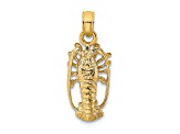 14k Yellow Gold Textured Florida Lobster with Out Claws Charm